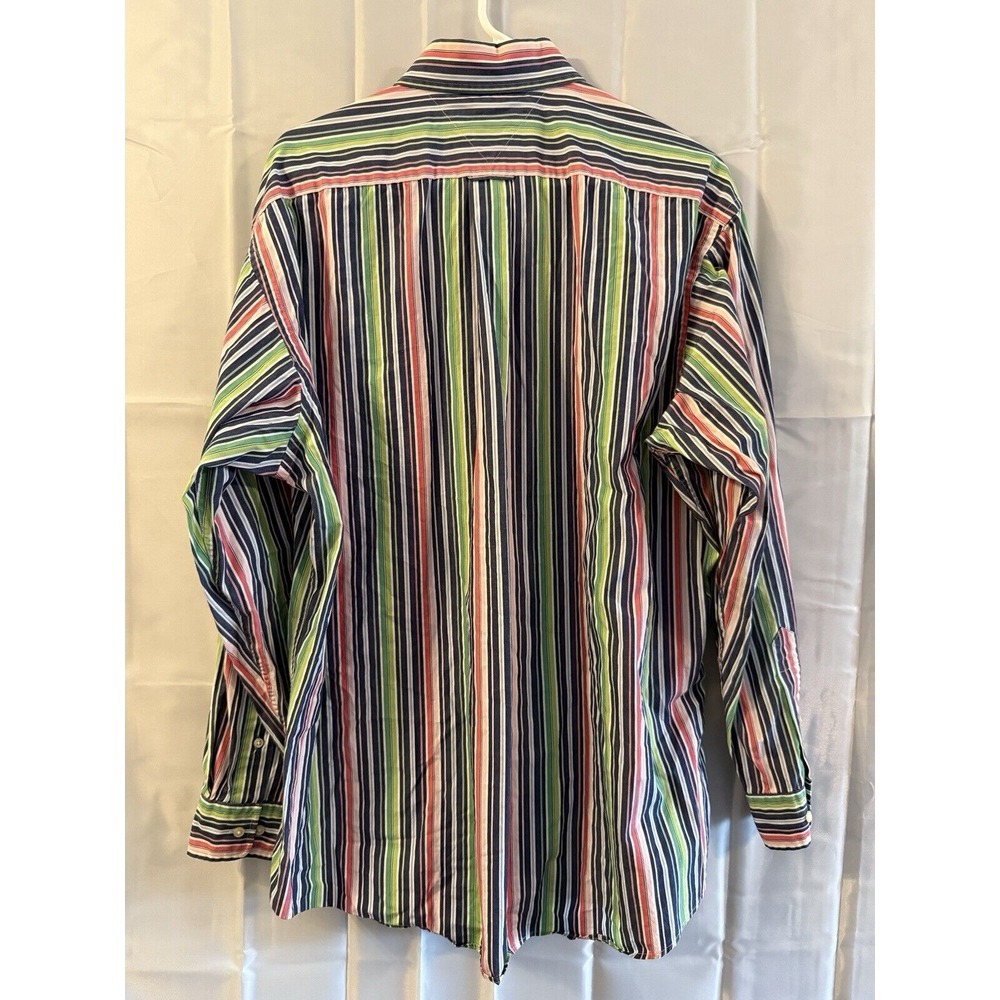 Tommay Hilfiger 2 Button Collar Band Stripe XL 17 34/35 Bright Casual 90s Y2K - Picture 4 of 4